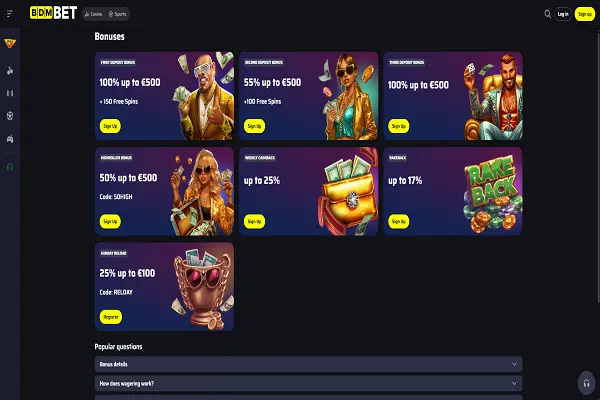 BDMBet Casino Bonuses